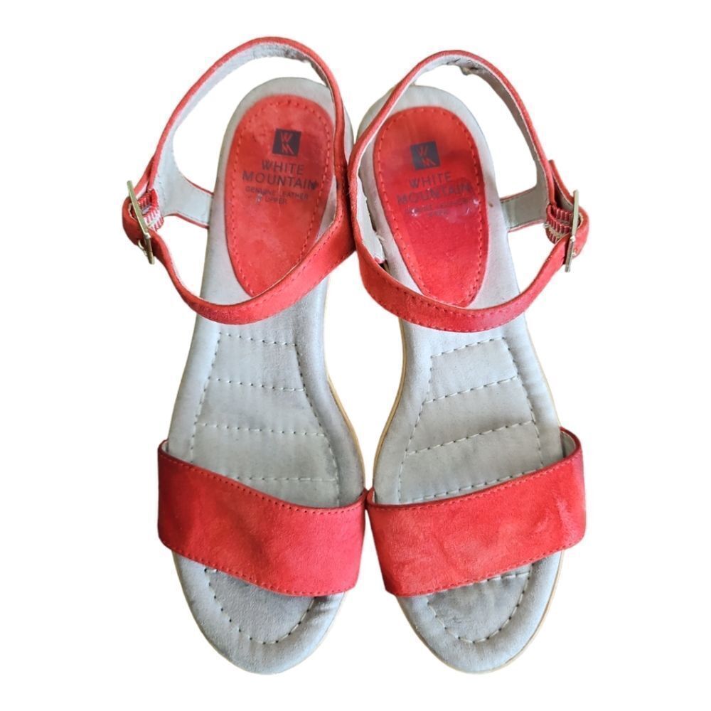 White Mountain Orange Suede Strappy Wedge Sandals Size 6 - Picture 3 of 7